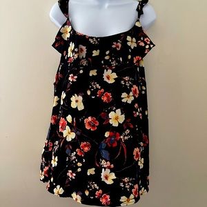 [Plus Size] Floral Ruffle Tank Top